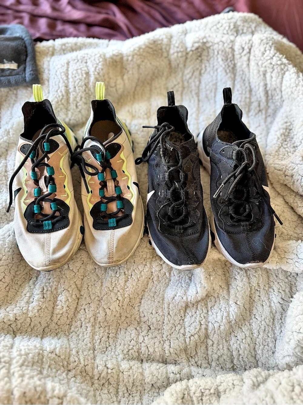 Two pairs: Nike React Element 55 Color Block Sneakers